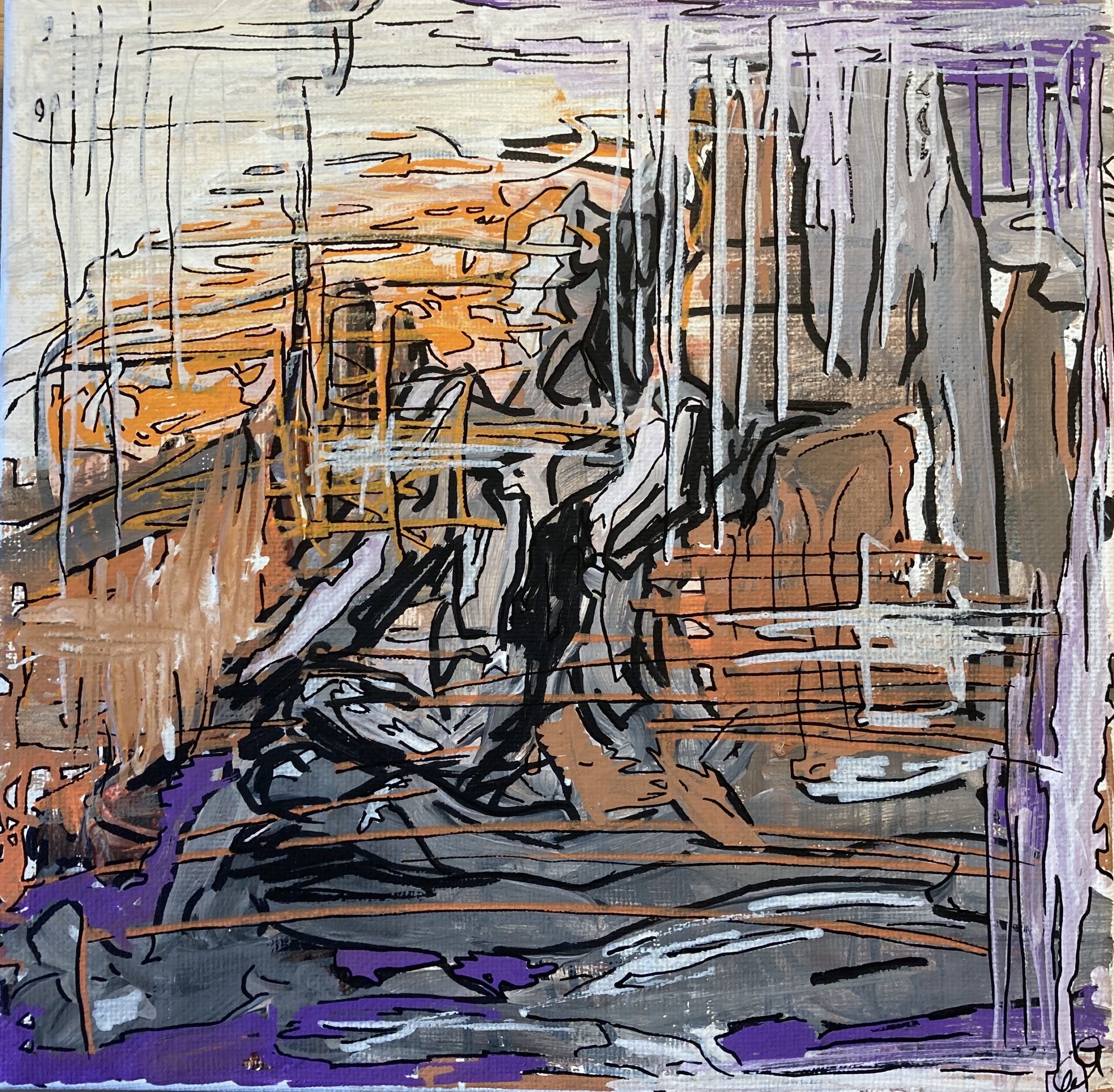 SUNRISE I og II (2023). 20x20 cm. Akrylmix på standartlærred (solgt)